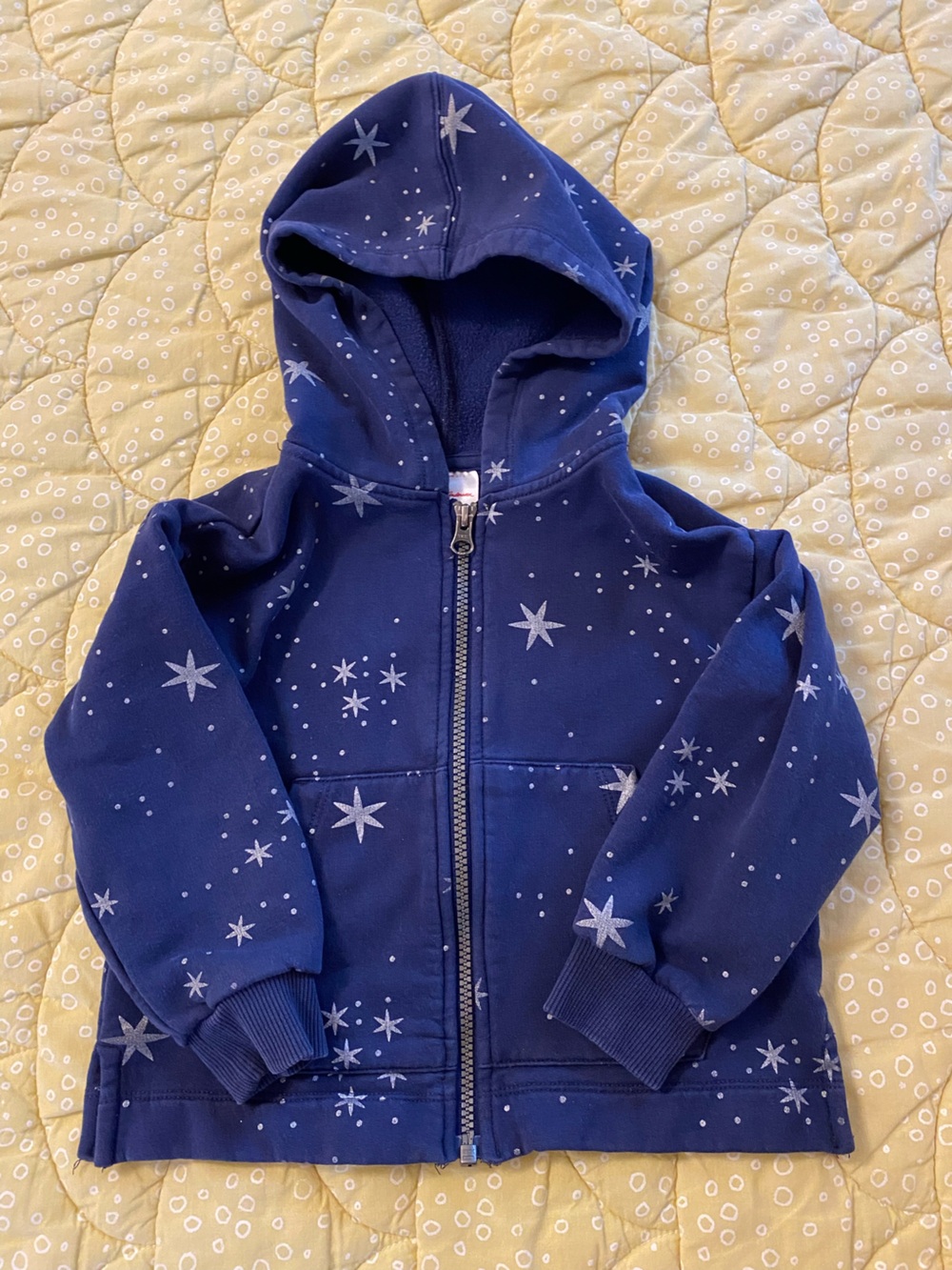 Hanna Andersson Kids Star-Print Zip Hoodie - Navy Blue, size 4.